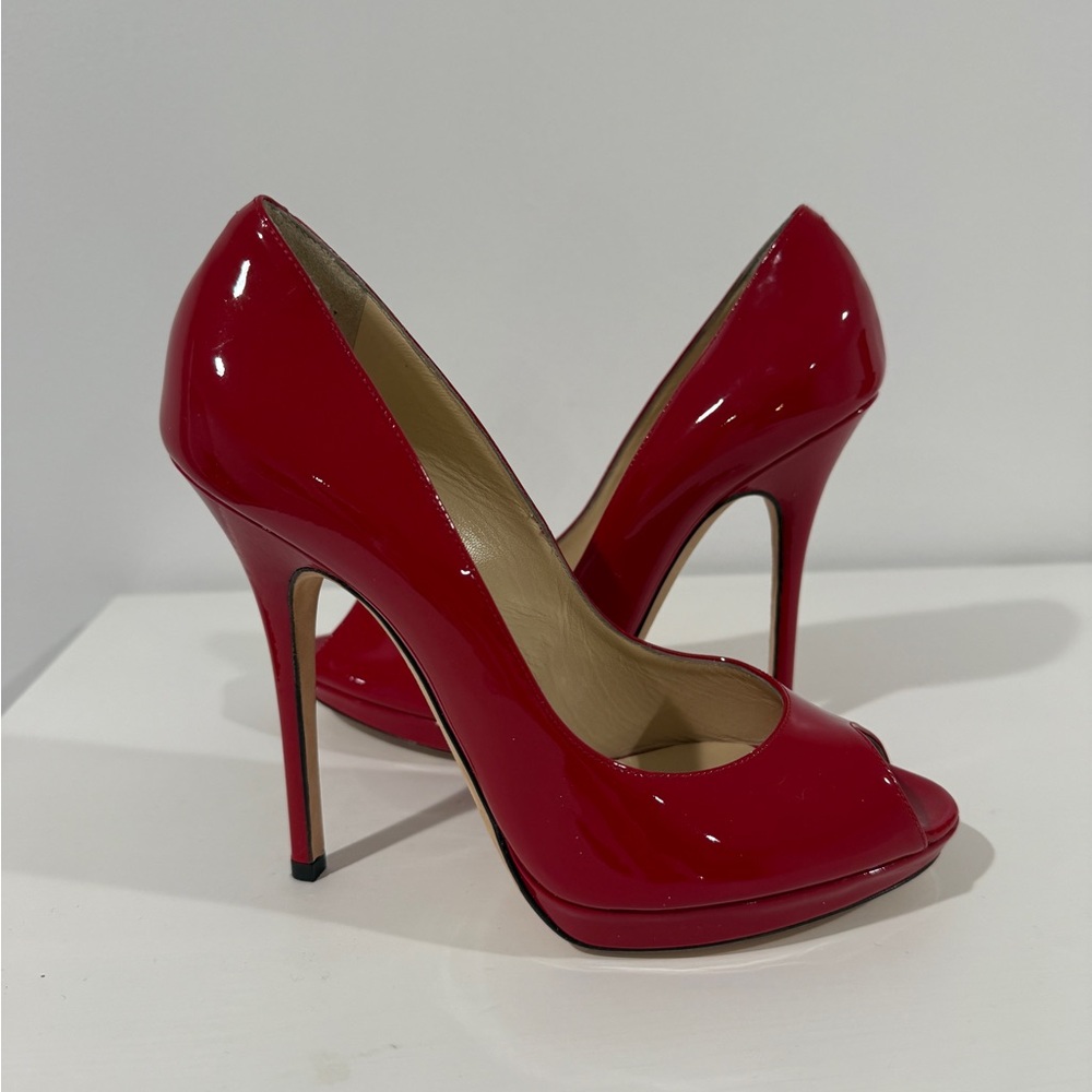 Jimmy Choo Quiet Patent Leather Pumps Red 38 1/2 | Color: Red | Size: 38 1/2eu